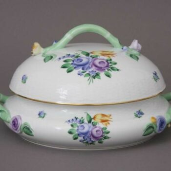 Vegetable dish, branch knob - Printemps Blue