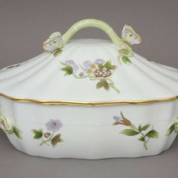 Vegetable dish, butterfly knob- Royal Garden Flowers