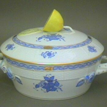 Vegetable dish, branch knob- Chinese Bouquet Blue