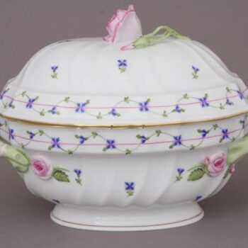 Soup Tureen, rose knob - Petite Blue Garland