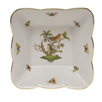 Square Salad bowl - Rothschild Bird Hand painted with 24k gold accents