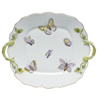 Square cake plate w. handle - Printemps