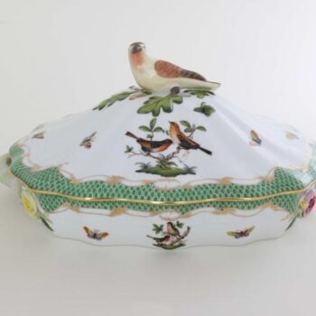 Vegetable dish, bird knob - Rothschild Bird Green