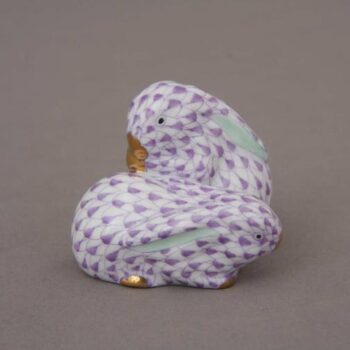 05324-0-00 VHL Pair of mini rabbits - Fishnet Purple Herend Porcelain Figurine of a Pair of Miniature Rabbits Code: 05324-0-00 VHP+VHL Height: 40mm Length: 50mm Width: 38mm