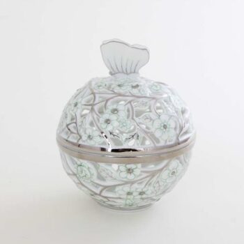 06214-0-17 CPTV Bonbonniere, open-work, Butterfly knob - Platinum Green