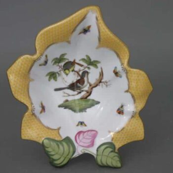 Fancy dish, leaf-shaped - Rothschild Birds Yellow Fishnet 07527-0-00 RO-EJ