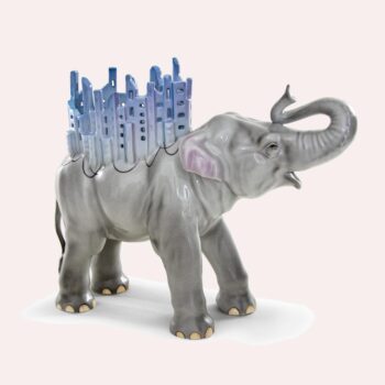 Herend Grey Elephant, candle holder