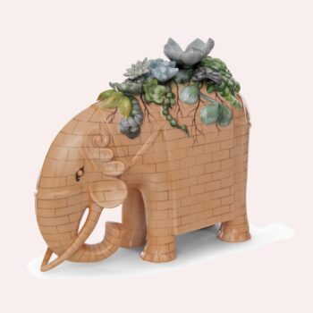 Herend Brick Elephant, with succulent