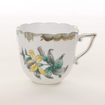 Herend Green and Yellow Queen Victoria Coffeecup and Saucer