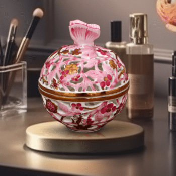 Bonbonniere, open-work, Butterfly knob - Fleuraison Pink